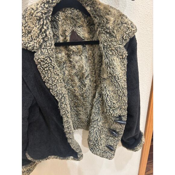 Fjall Wool Blend Large Jacket reversible  Faux Fur Lined with mittens - Picture 5 of 16